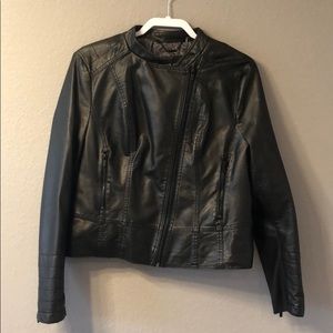 Faux leather moto-style jacket